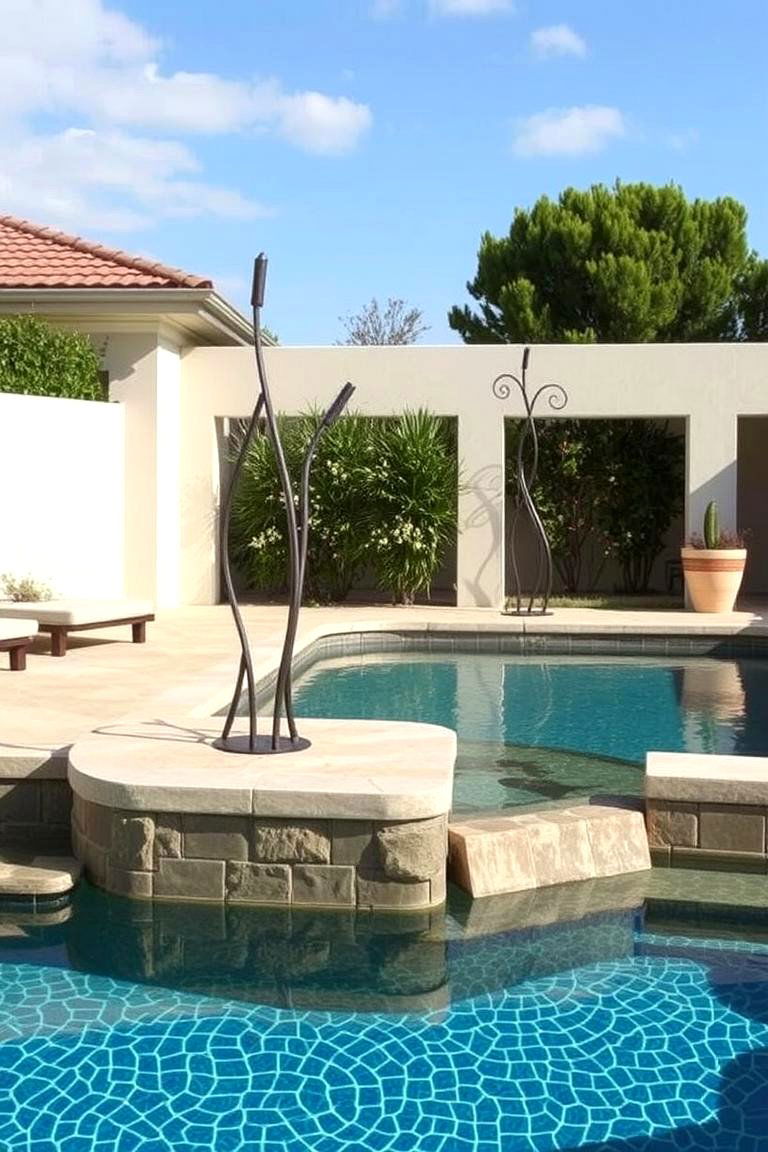 Artistic Sculptures as Privacy Accents - 24 Pool Privacy Ideas