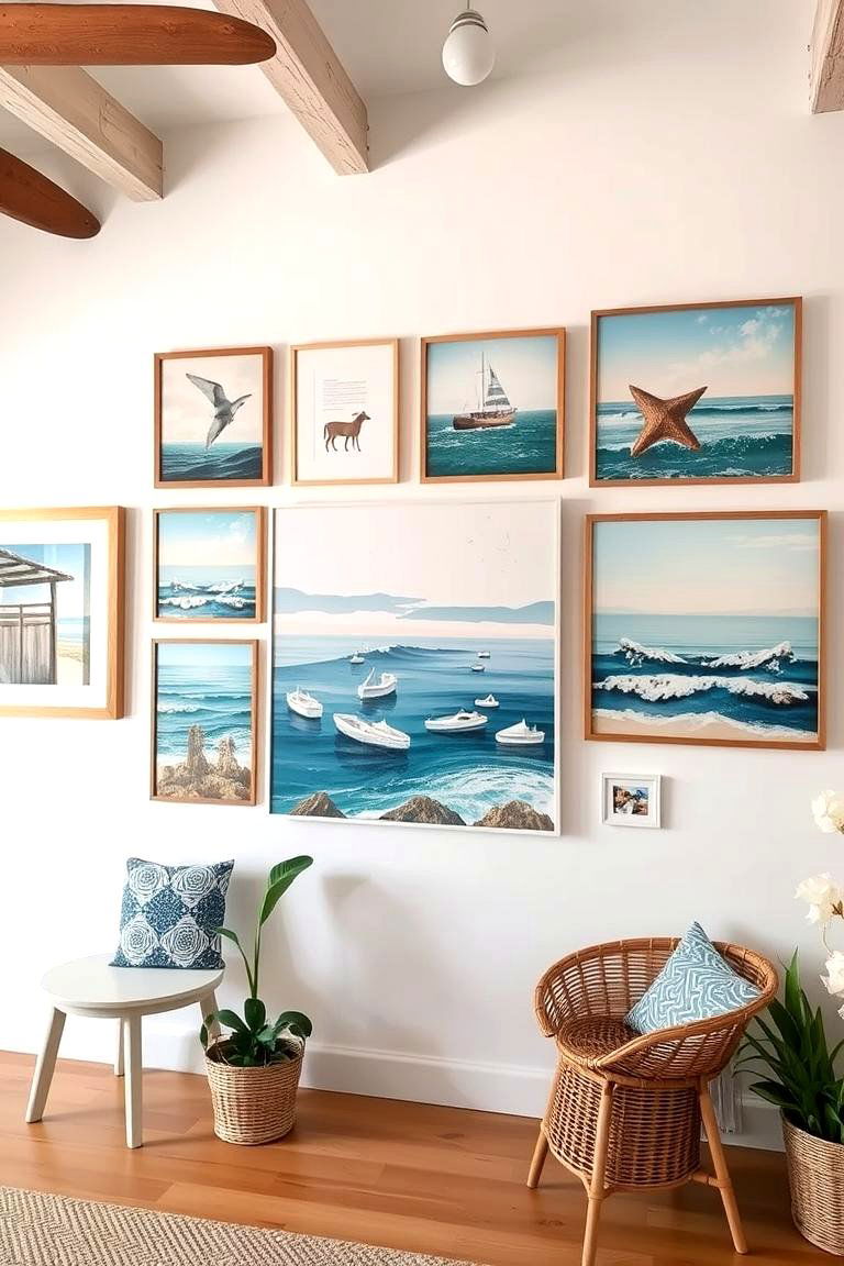 Artistic Seaside Collages - 24 Boho Beach Bedroom Ideas