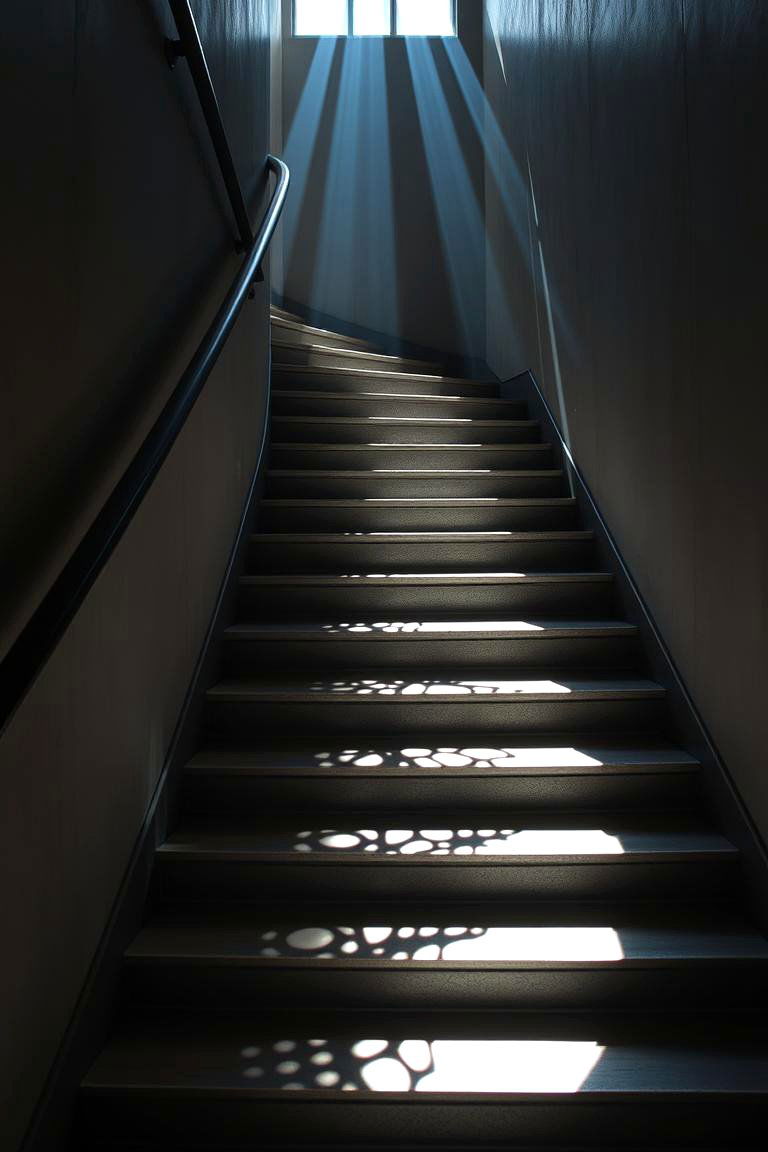 Artistic Shadow Play Stair Lighting - 24 Staircase Lighting Ideas
