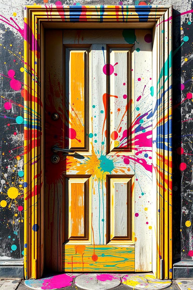 Artistic Splatter Paint Door - 24 Door Painting Ideas