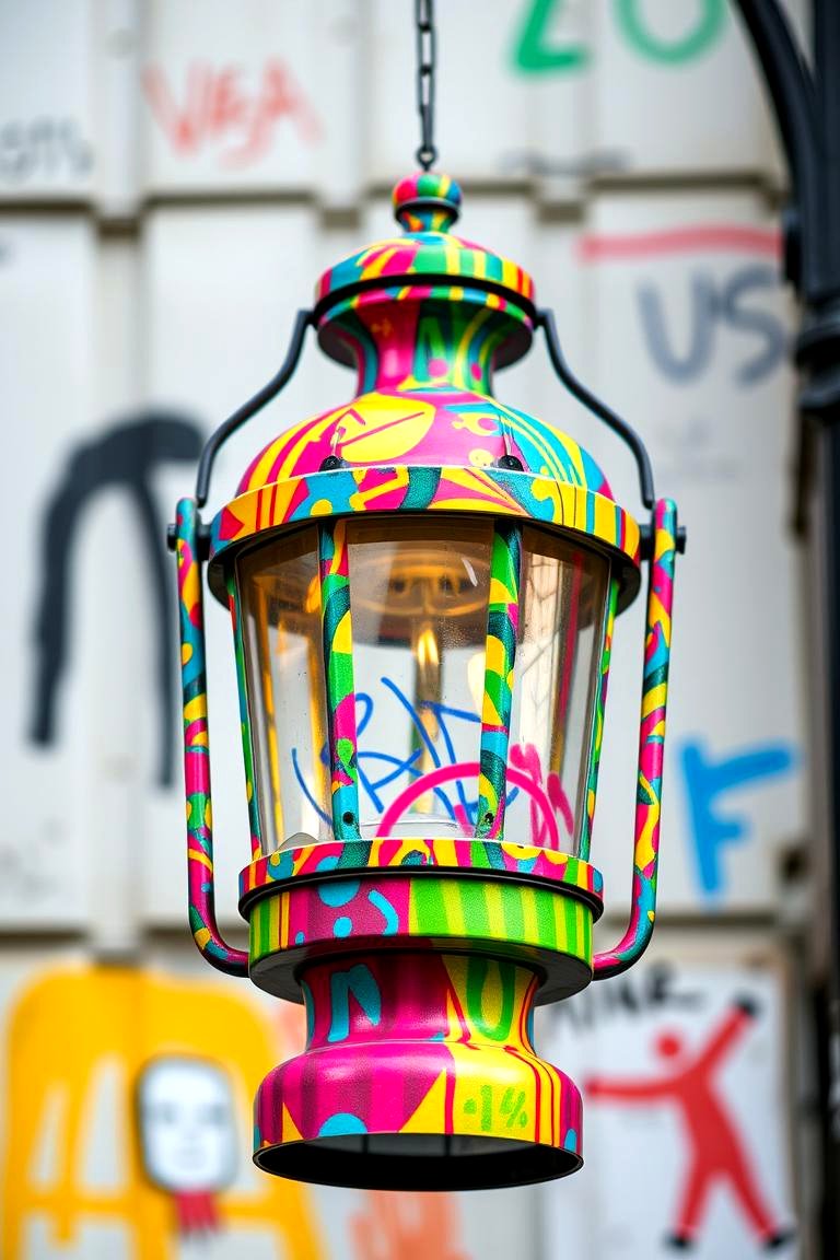 Artistic Spray Paint Lantern - 24 Lantern Centerpiece Ideas
