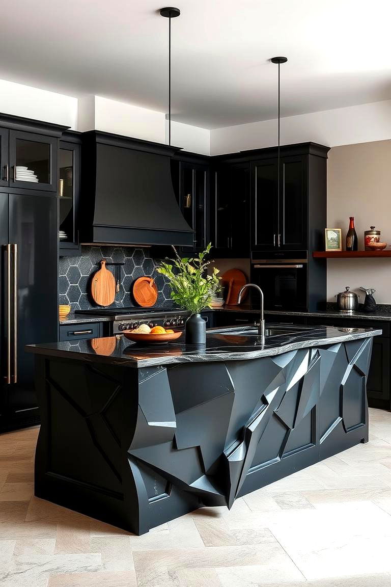 Artistic Statement Piece - 24 Black Kitchen Islands