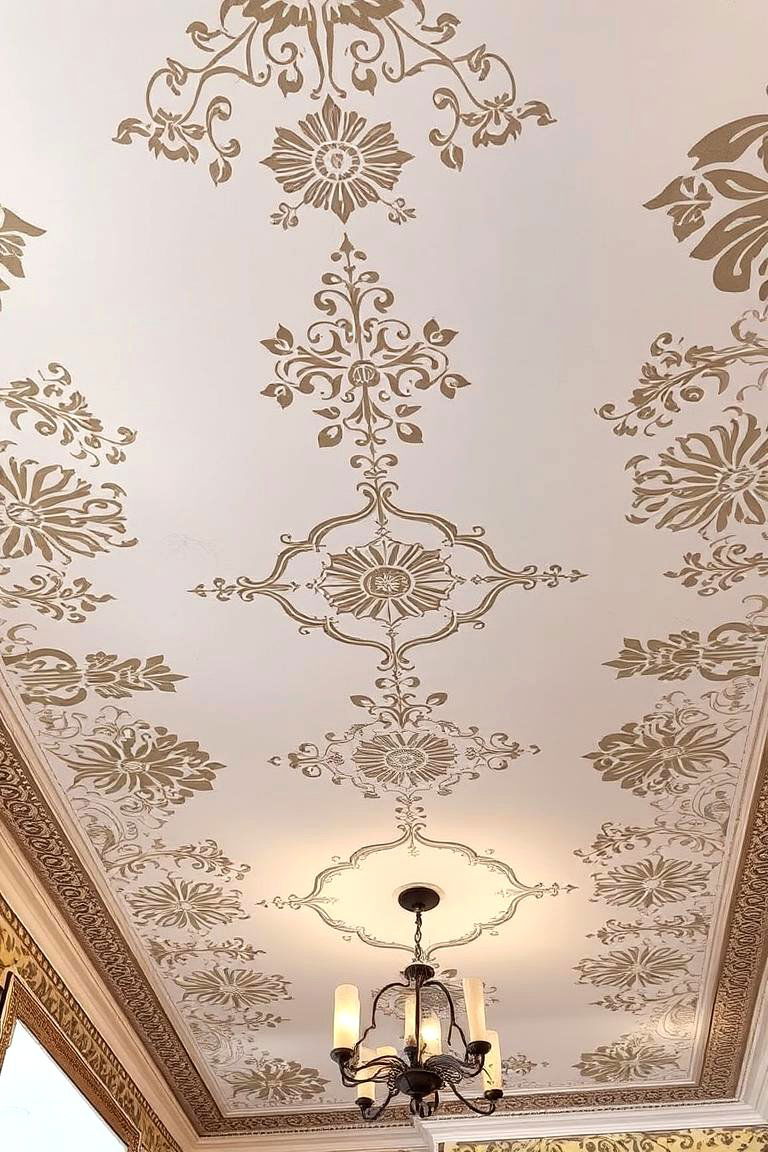 Artistic Stenciled Ceiling - 24 Sunroom Ceiling Ideas