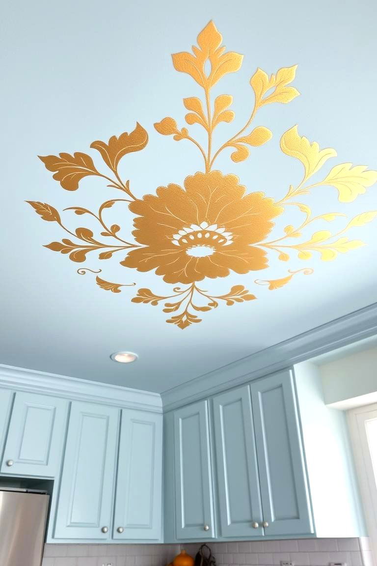 Artistic Stenciled Ceiling - 24 Kitchen Ceiling Ideas