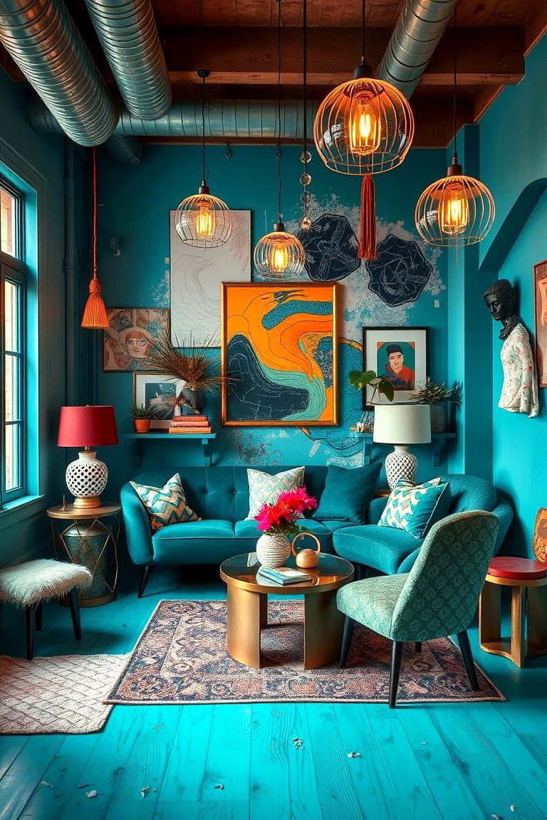 Artistic Teal Fusion - 24 Teal Bedroom Ideas