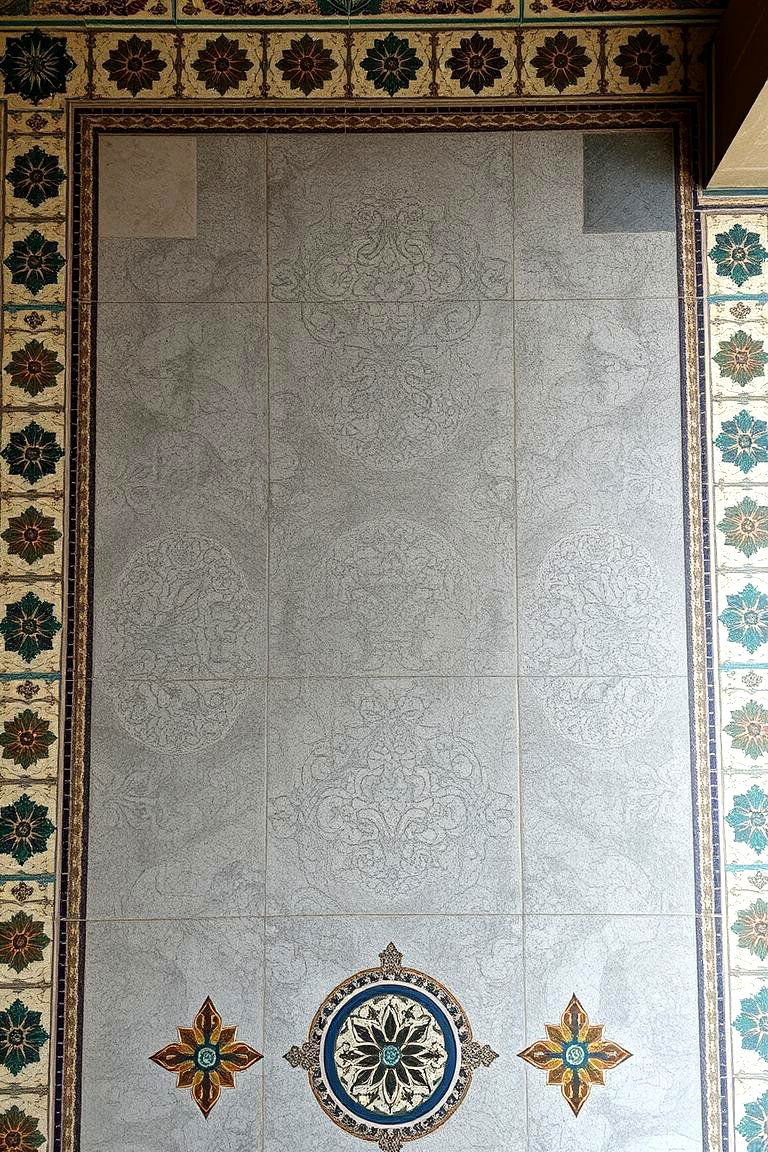 Artistic Tile Borders on Concrete - 24 Concrete Floor Living Room Ideas
