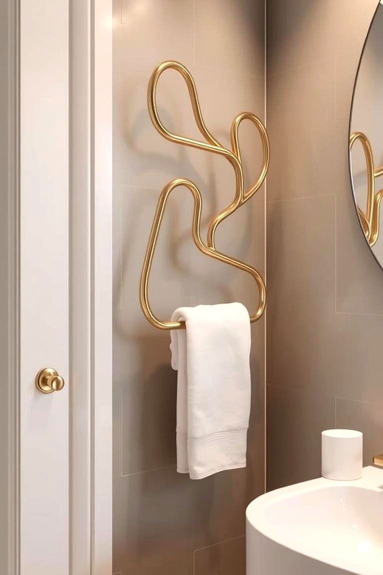 Artistic Towel Racks and Hooks for Functional Art - 24 Bathroom Art Ideas