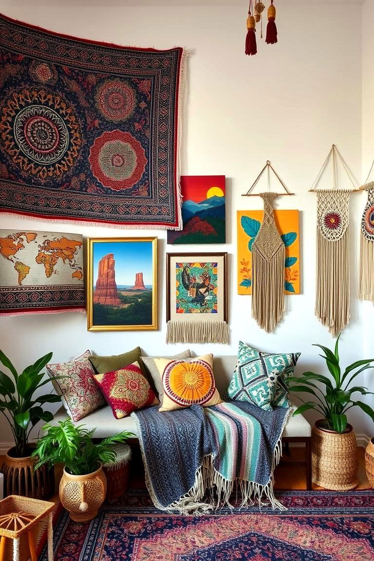 Artistic Wall Hangings - 24 Dark Boho Bedroom Ideas