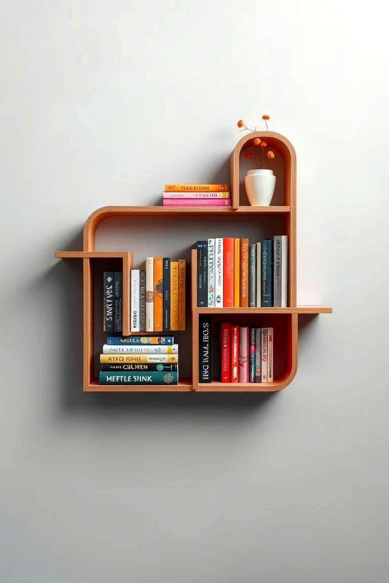 Artistic Wall Mounted Shelves - 24 Bookshelf Decor Ideas