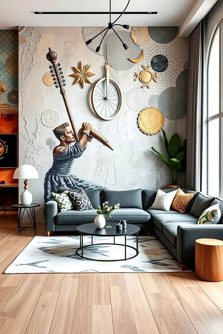 Artistic Wall Treatments - 24 Magnolia Living Room Ideas