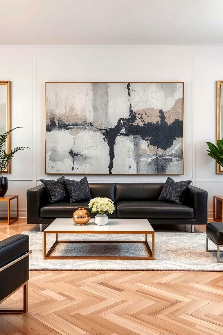 Artistic Walls with Statement Artwork - 24 Modern Living Room Ideas