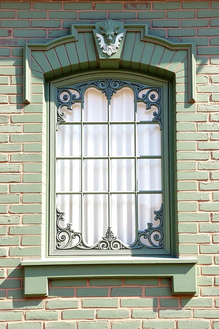 Artistic Window Surrounds - 24 Sage Green Painted Brick House Ideas