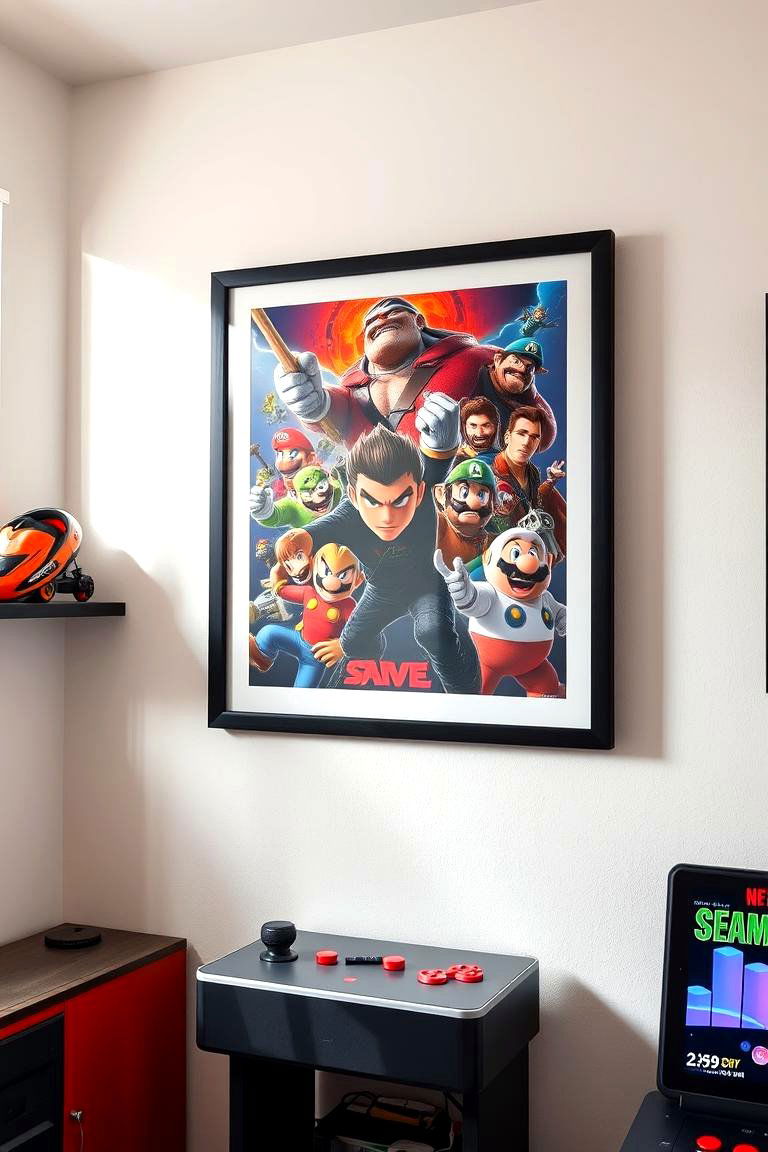 Artwork Featuring Game Characters - 24 Small Game Room Ideas