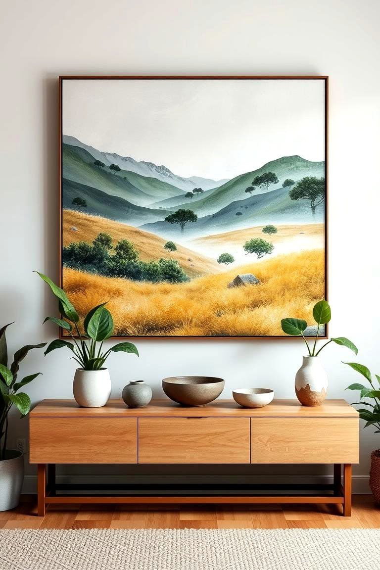 Artwork Inspired by Nature - 24 Organic Modern Living Room Design Ideas