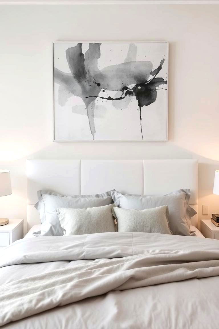 Artwork as Decor - 24 Grey and White Bedroom Ideas