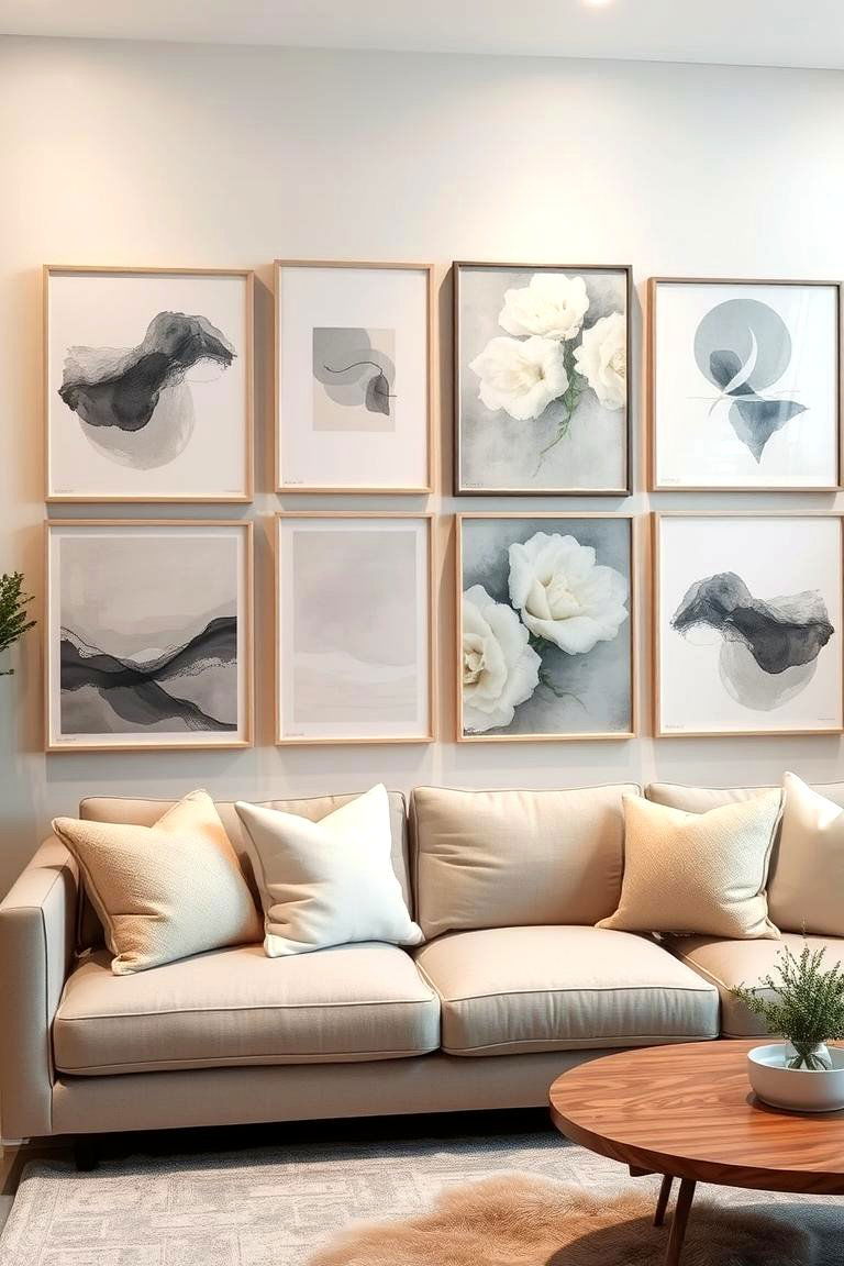 Artwork with Grey and Cream Elements - 24 Grey and Cream Living Room Ideas