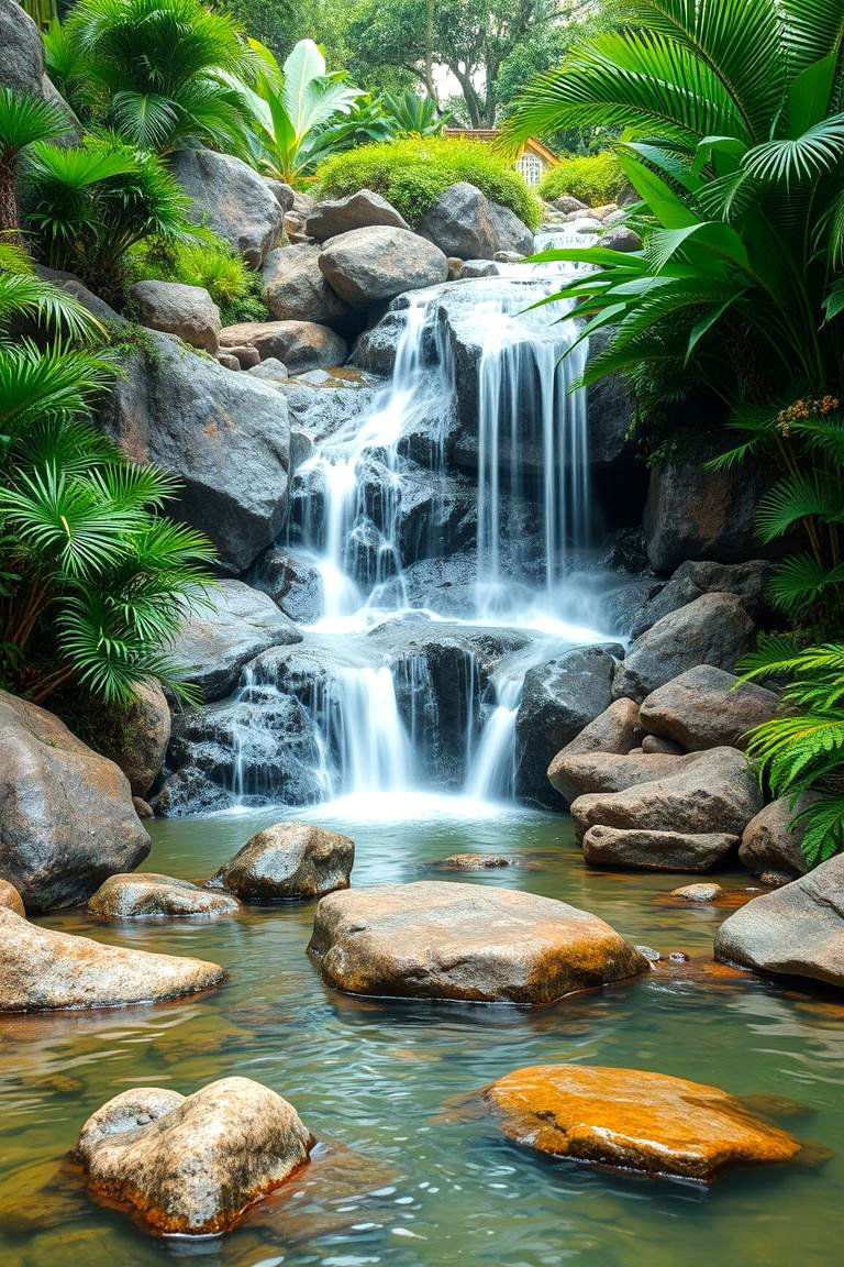 Asian Waterfall Garden - 24 Asian Landscaping Ideas