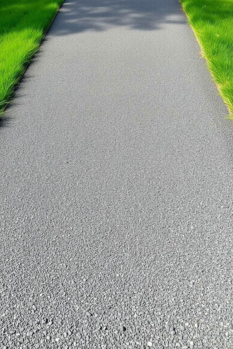 Asphalt Path with Grass Lined Edges - 24 Asphalt Walkway Ideas