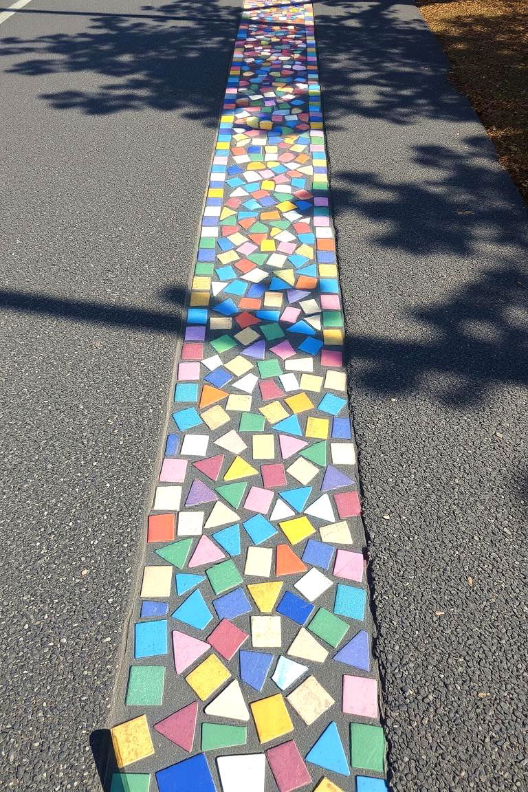 Asphalt Path with Mosaic Design - 24 Asphalt Walkway Ideas