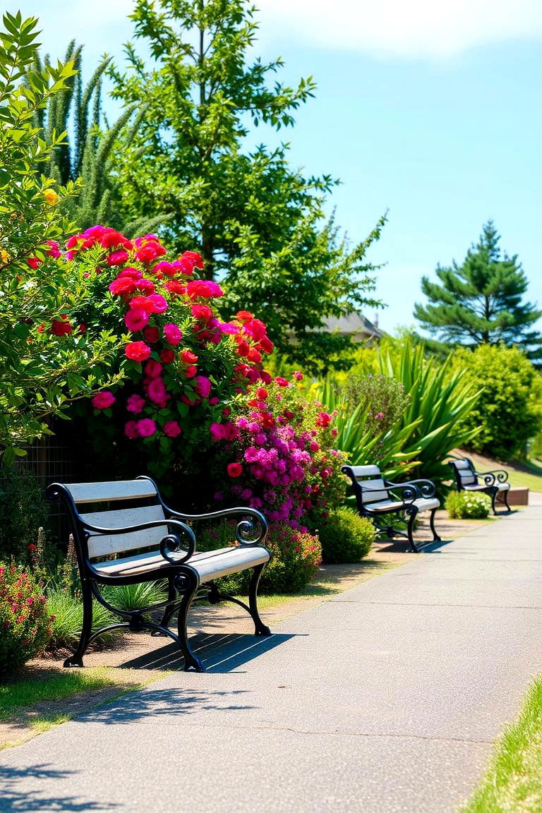 Asphalt Walkway with Bench Stops - 24 Asphalt Walkway Ideas