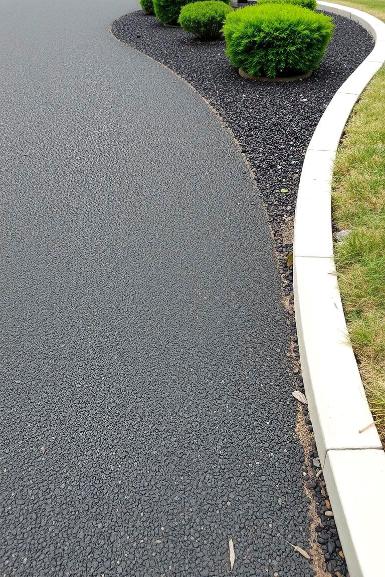 Asphalt Walkway with Decorative Concrete Edging - 24 Asphalt Walkway Ideas