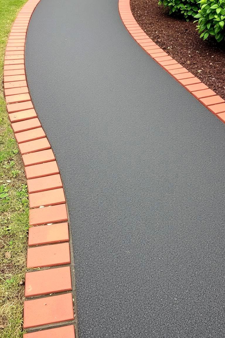 Asphalt with Brick Border - 24 Asphalt Walkway Ideas