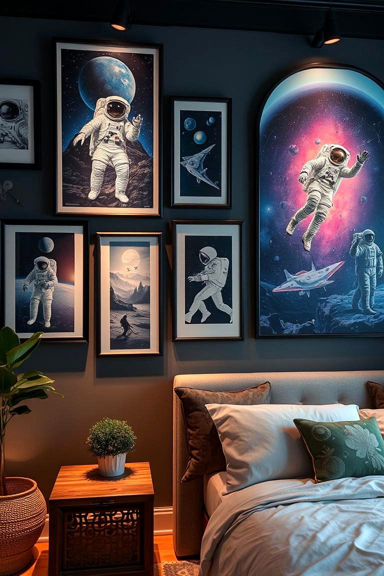 Astronaut Artwork Decor - 24 galaxy space-themed bedroom ideas