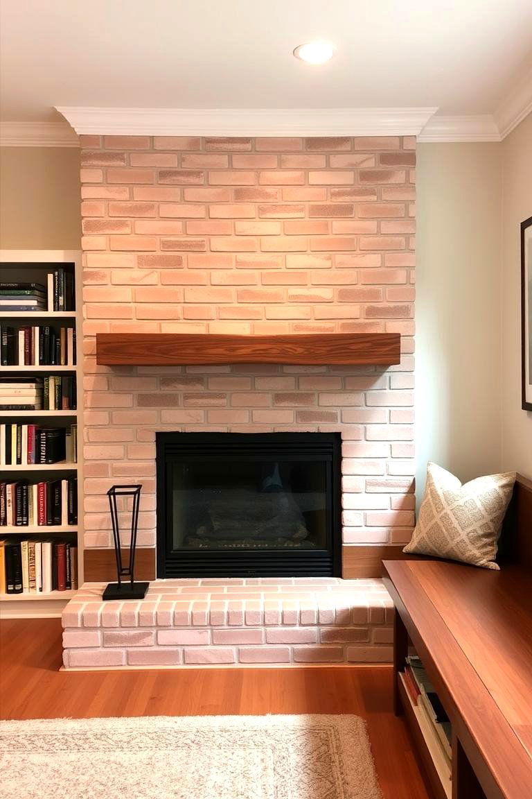 Asymmetrical Fireplace with a Bench - 24 Off-center Fireplace Ideas