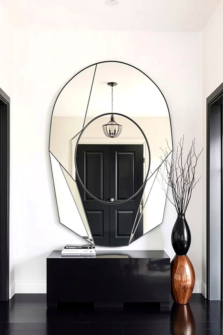 Asymmetrical Mirror Design - 24 Entryway Mirror Ideas