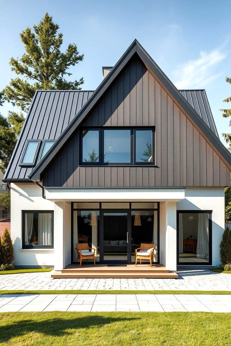 Asymmetrical Roofline with Clean Lines - 24 Scandinavian House Exterior Ideas