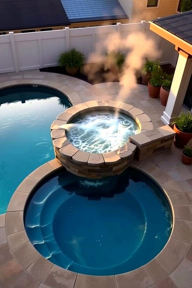 Attached Spa for Year Round Warmth - 24 Semi Inground Pool Ideas