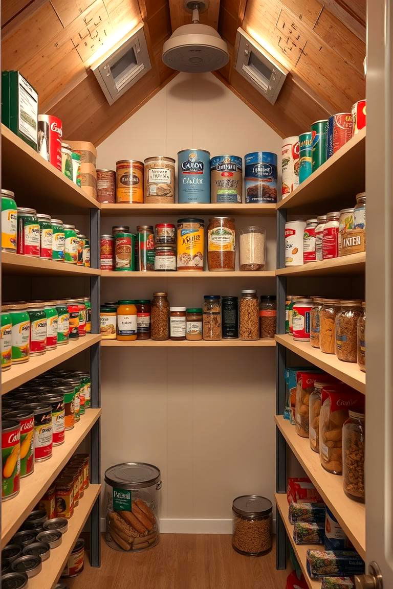 Attic Pantry for Kitchen Overflow - 24 Low Ceiling Small Attic Room Ideas
