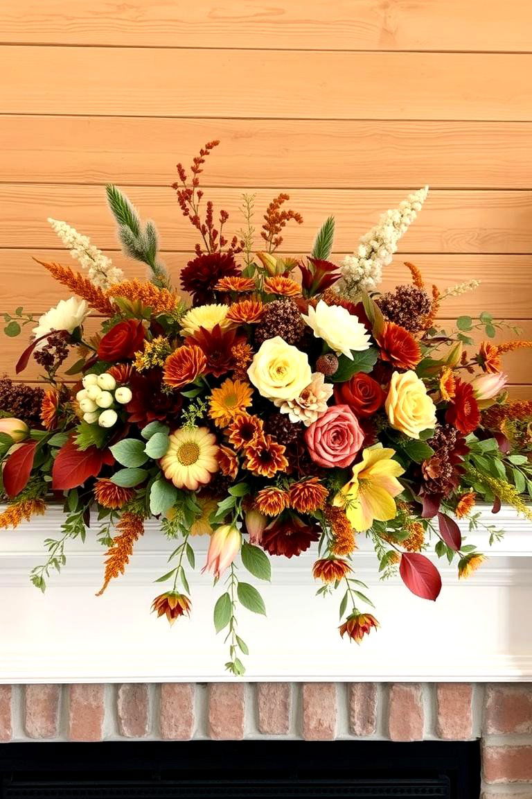 Autumn Floral Arrangements - 24 Fall Mantel Decor Ideas