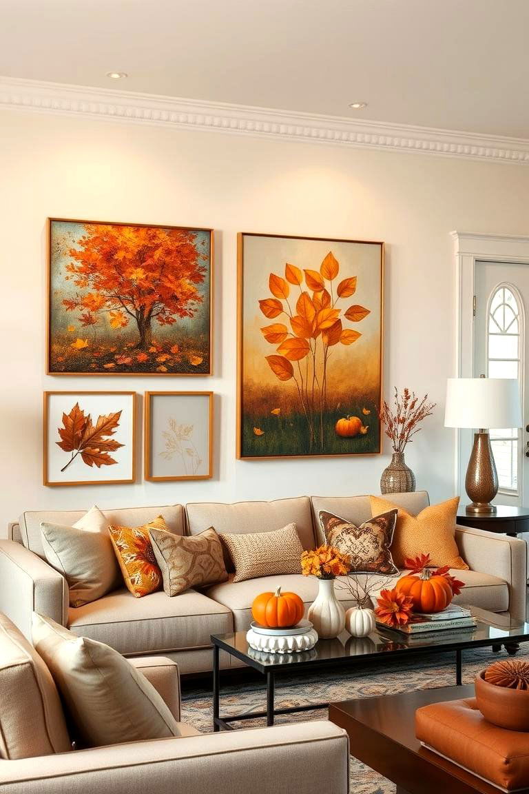 Autumn Inspired Artwork - 24 Fall Living Room Ideas