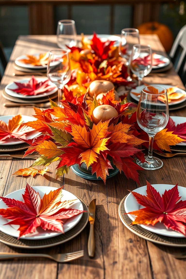Autumn Leaf Place Settings - 24 Fall Table Decor Ideas