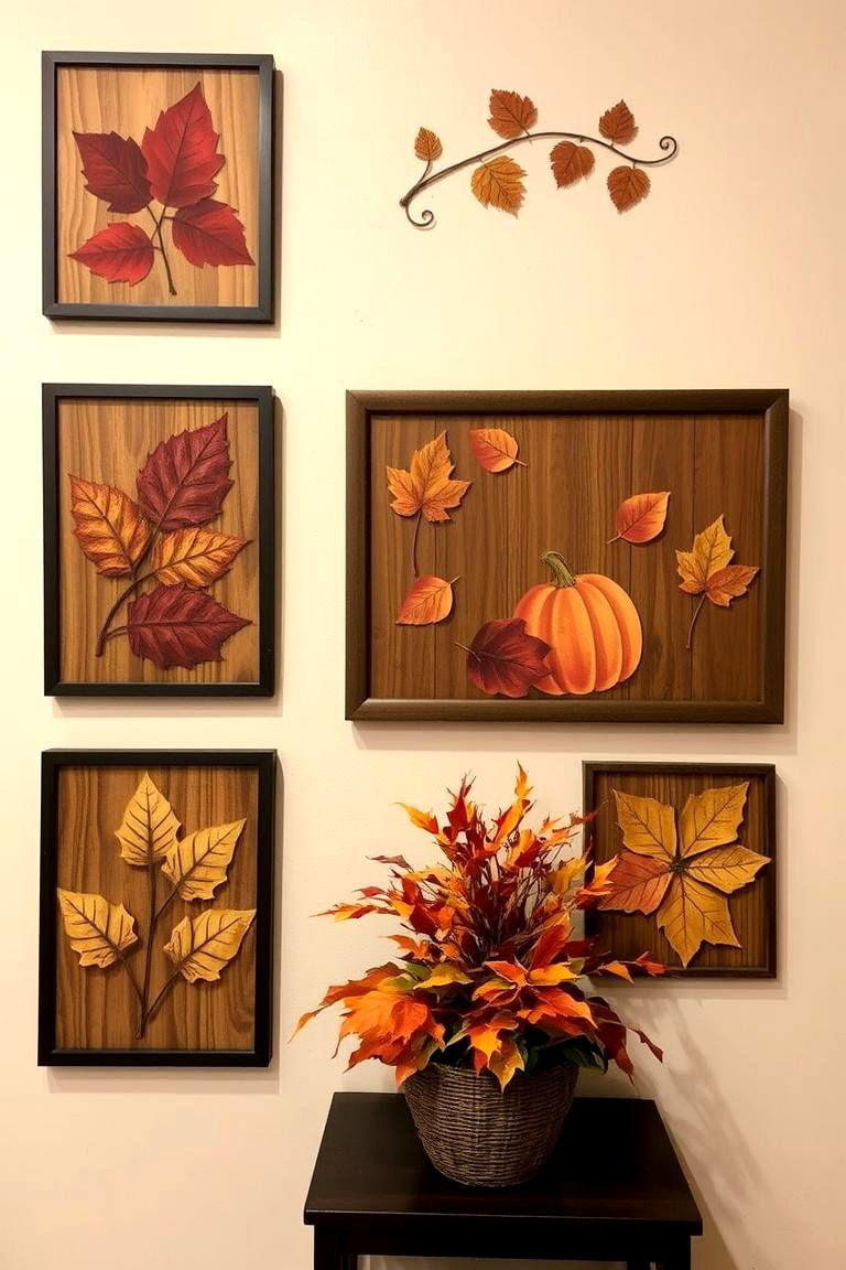Autumnal Wall Art Display - 24 Friendsgiving Decor Ideas