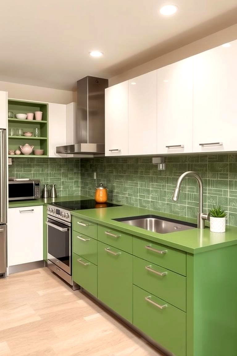 Avocado Green Cabinets - 24 70s Kitchen Ideas