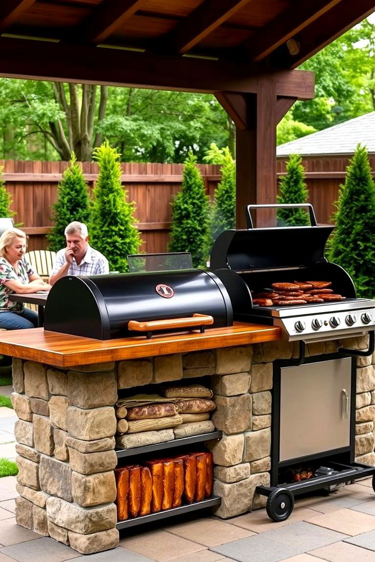 BBQ Island with Barbecue Smoker - 24 Bbq Island Ideas