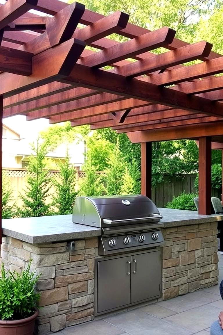 BBQ Island with Pergola Cover - 24 Bbq Island Ideas