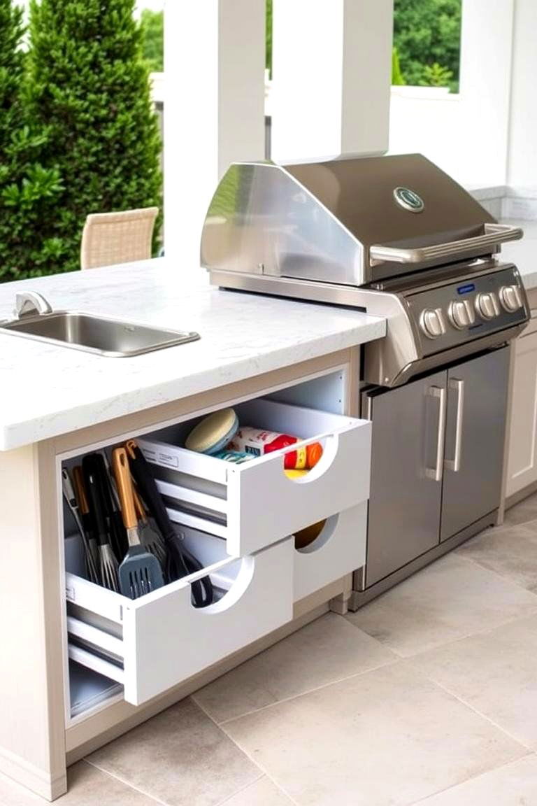 BBQ Island with Storage Drawers - 24 Bbq Island Ideas