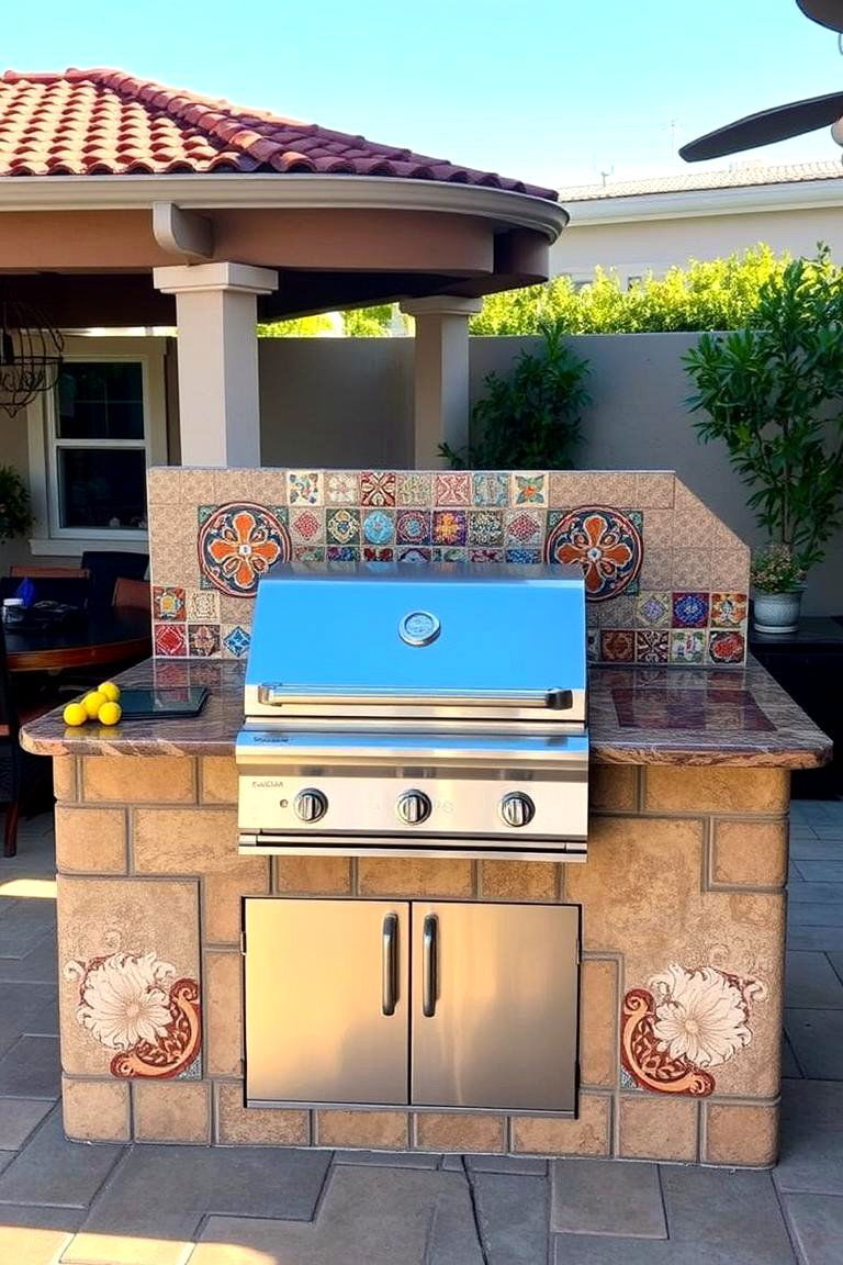 BBQ Island with Tiled Backsplash - 24 Bbq Island Ideas