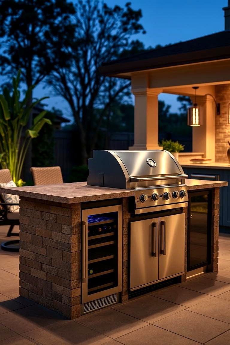 BBQ Island with Wine Cooler - 24 Bbq Island Ideas