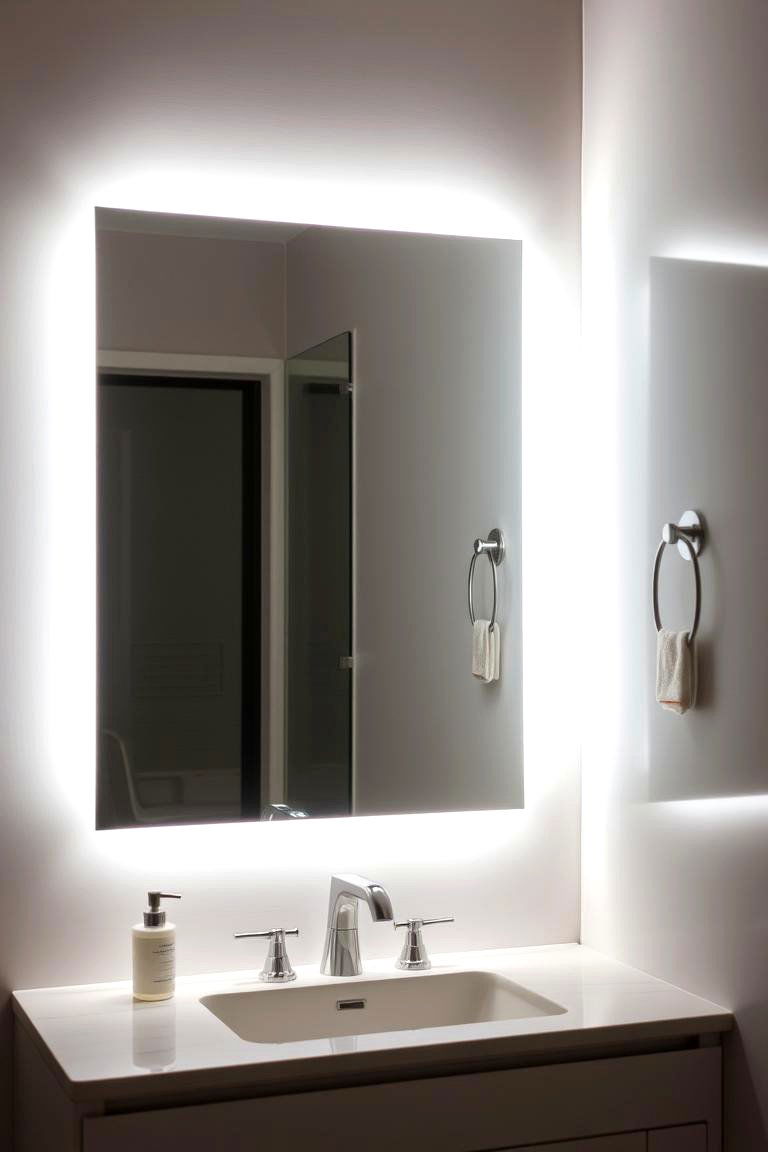 Backlit Mirrors for Soft Even Lighting - 24 Bathroom Lighting Ideas