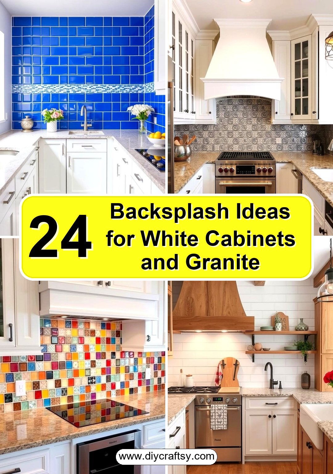 Backsplash Ideas for White Cabinets and Granite Countertops