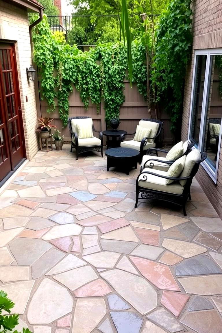 Backyard Courtyard Stamped Concrete Patio - 24 Stamped Concrete Patio Ideas