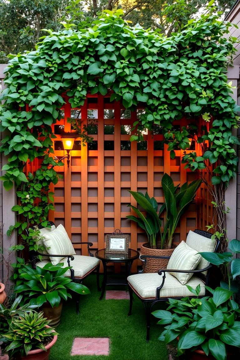 Backyard Oasis Lattice Partition - 24 Lattice Fence Ideas