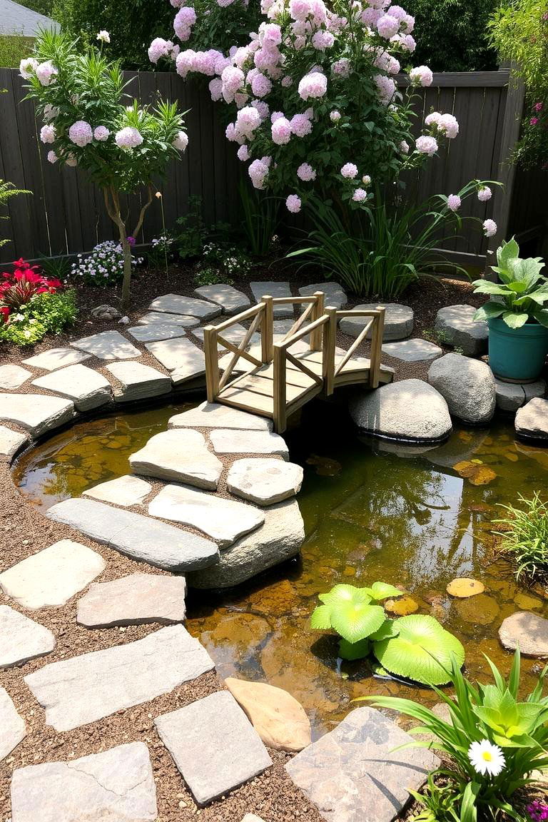 Backyard Pond with Bridge - 24 Backyard Pond Ideas