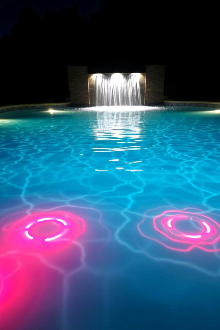 Backyard Pool with Lighting Effects - 24 Backyard Pool Ideas