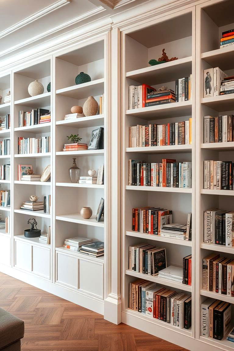 Balanced Bookcases - 24 Symmetrical Living Room Ideas