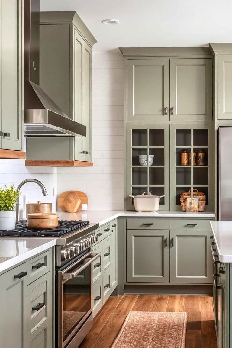 Balanced Modern Rustic Fusion - 24 Rustic Sage Green Kitchen Cabinets